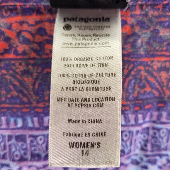 Patagonia Cap Sleve Half Button Blouse size 14 - Picture 5 of 6